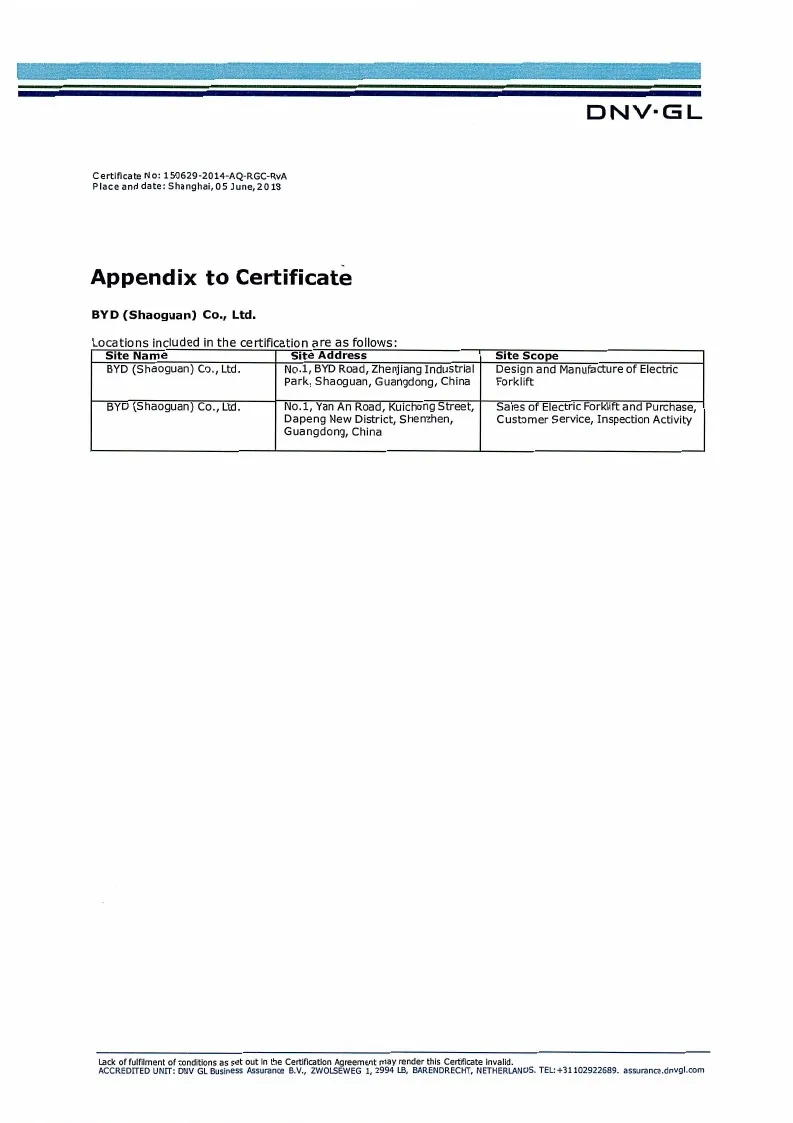 شهادة نظام إدارة الجودة - ISO9001: 2015GBT19001-2016 (الإنجليزية)